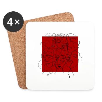 Gesichtslinie rot - Untersetzer (4er-Set) - Weiß - Vorne
