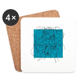 Face line blue - Dessous de verre (lot de 4) - blanc - Devant