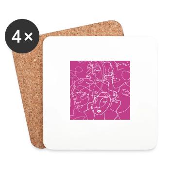 Face line pink - Coasters (set of 4) - white - Front