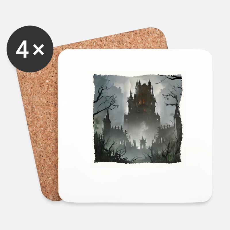 Geisterschloss, dunkle Atmosphäre - Untersetzer (4er-Set) - Weiß