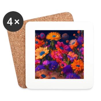 Amazing group of Magic desert flowers - Coasters (set of 4) - white - Front