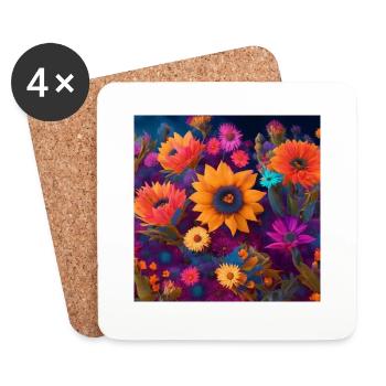 Amazing group of magic flowers - Coasters (set of 4) - white - Front