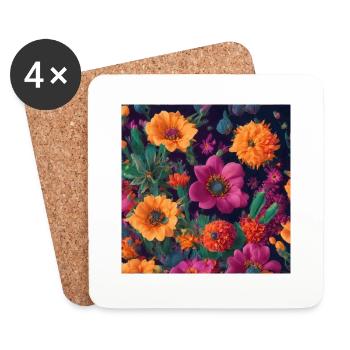 Amazing group of magic flowers - Coasters (set of 4) - white - Front