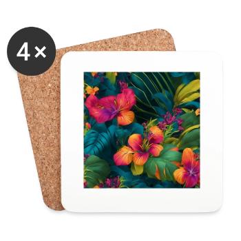 Amazing group of magic flowers - Coasters (set of 4) - white - Front
