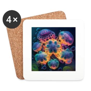 Amazing group of magic yellyfish - Coasters (set of 4) - white - Front