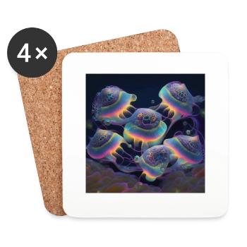 Amazing group of magic yellyfish - Coasters (set of 4) - white - Front
