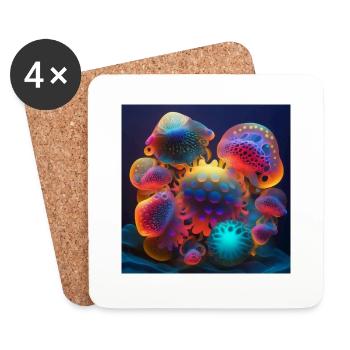 Amazing group of magic yellyfish - Coasters (set of 4) - white - Front