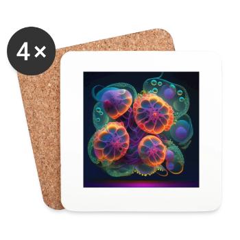 Amazing group of magic yellyfish - Coasters (set of 4) - white - Front