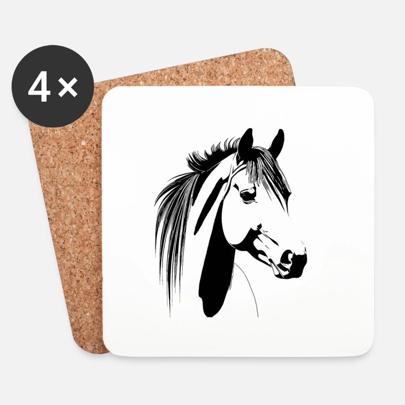 Pferd gemalt mit einfachen Strichen - Untersetzer (4er-Set) - Weiß