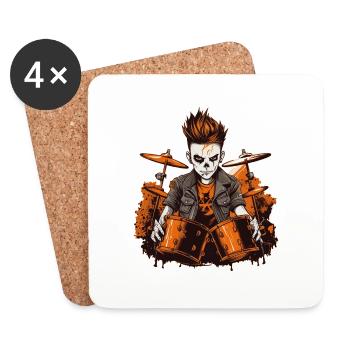 Schlagzeug Drums Punk Drummer - Untersetzer (4er-Set) - Weiß - Vorne