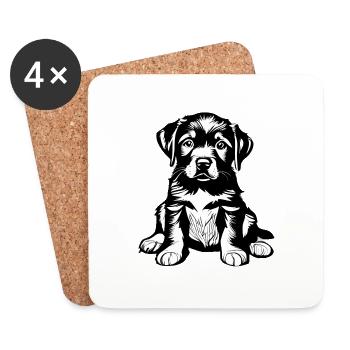 Labrador Retriever chiot Labrador propriétaire - Dessous de verre (lot de 4) - blanc - Devant