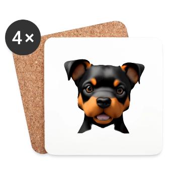 Hundewelpe Hunde Rottweiler Hund Rottweilerwelpe - Untersetzer (4er-Set) - Weiß - Vorne