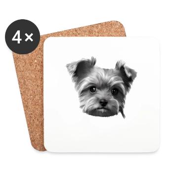 Dog Owner Yorkshire Terrier Puppy Dog - Coasters (set of 4) - white - Front