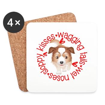 AUSTRALIAN SHEPHERD sloppy kisses - Coasters (set of 4) - white - Front
