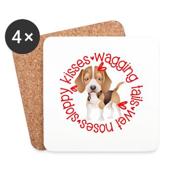 Cute Beagle, sloppy kisses - Coasters (set of 4) - white - Front