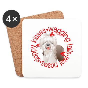 Cute Bearded Collie sloppy kisses - Coasters (set of 4) - white - Front