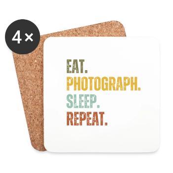 EAT PHOTOGRAPH SLEEP REPEAT - Coasters (set of 4) - white - Front