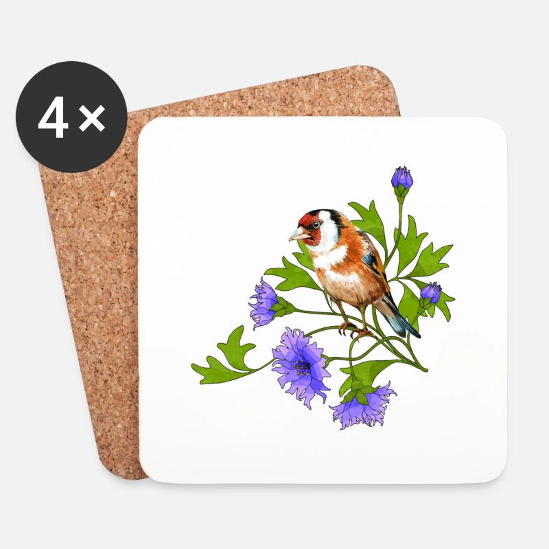 Bunter Vogel - Untersetzer (4er-Set) - Weiß