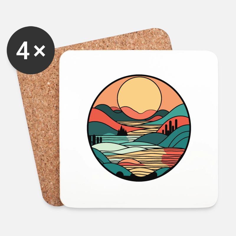 Sonnenuntergang - Untersetzer (4er-Set) - Weiß