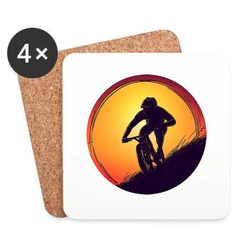 Downhill BMX Biker Sonnenuntergang Sunset Design - Untersetzer (4er-Set) - Weiß - Vorne