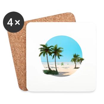 Strand Sonne Sommerurlaub Palmen Insel Palme - Untersetzer (4er-Set) - Weiß - Vorne