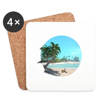 Vacances d’été Plage Palm Islands Island Sun Palm Tree - Dessous de verre (lot de 4) - blanc - Devant