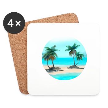 Plage Palm Islands Island Soleil Vacances d’été Palmier - Dessous de verre (lot de 4) - blanc - Devant
