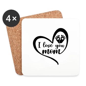 I love you Mom - Untersetzer (4er-Set) - Weiß - Vorne