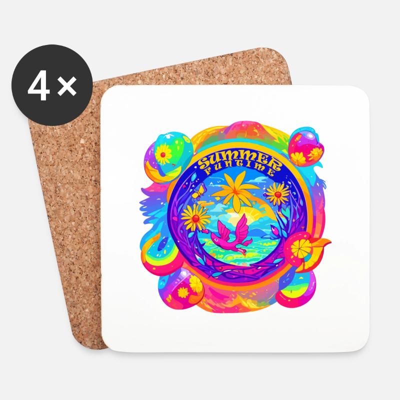 Summer funtime - Coasters (set of 4) - white