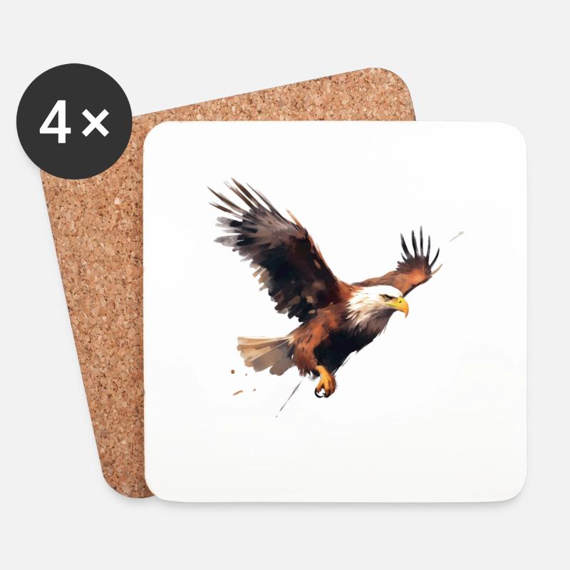 Weißkopfseeadler im Flug Design Adler Jagdvogel - Untersetzer (4er-Set) - Weiß