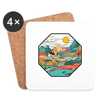 Landschaft auf dem Land - Untersetzer (4er-Set) - Weiß - Vorne