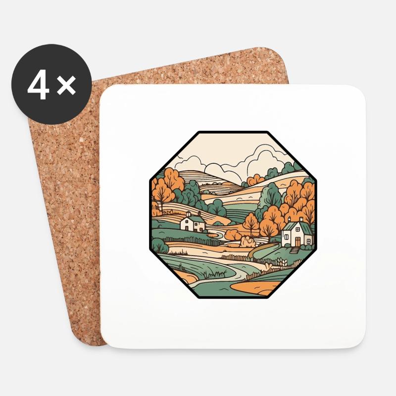 Landschaft - Untersetzer (4er-Set) - Weiß