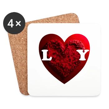 Love You, sagen Verliebte in Kurzform - Untersetzer (4er-Set) - Weiß - Vorne