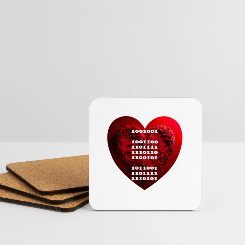 Encrypted declaration of love in binary code Coasters (set of 4)