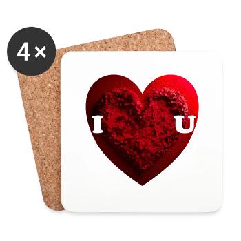 Love You, sagen Verliebte in kurzer Kurzform - Untersetzer (4er-Set) - Weiß - Vorne