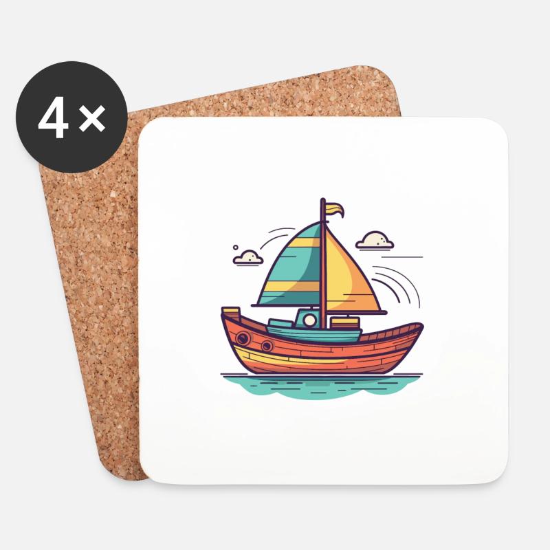 Boot - Untersetzer (4er-Set) - Weiß