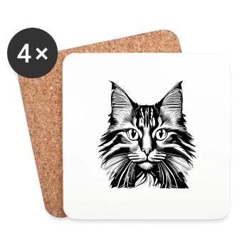 Maine Coon Cat Kitten Cat Owner Cat - Coasters (set of 4) - white - Front