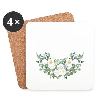 Demoiselle d'honneur floral - Dessous de verre (lot de 4) - blanc - Devant