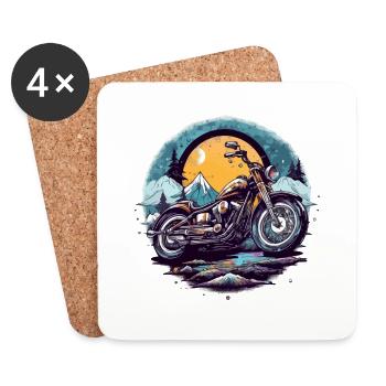 Motorrad-Chopper - Untersetzer (4er-Set) - Weiß - Vorne