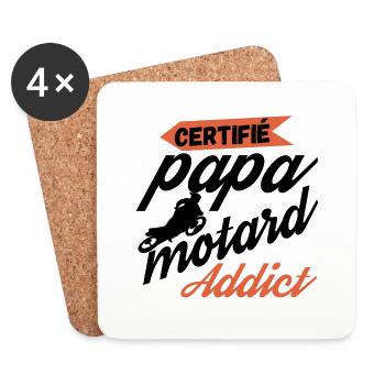 Certifié papa motard addict - Dessous de verre (lot de 4) - blanc - Devant