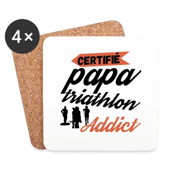 Certifié papa triathlon addict - Dessous de verre (lot de 4) - blanc - Devant