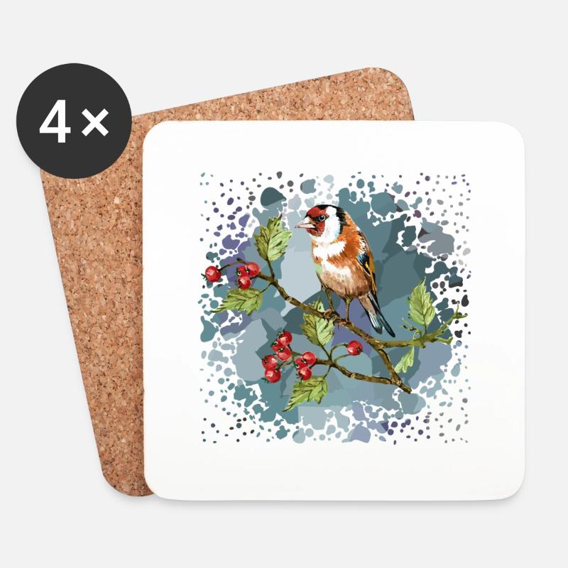 Bunter Vogel - Untersetzer (4er-Set) - Weiß