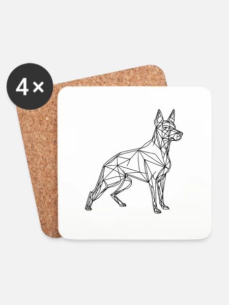 Strichzeichnung Hund - Untersetzer (4er-Set) - Weiß