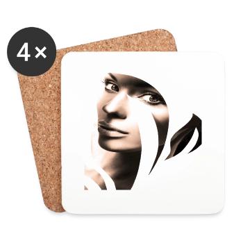 Retro fashion vintage cool années 80 femme fille pop art - Dessous de verre (lot de 4) - blanc - Devant