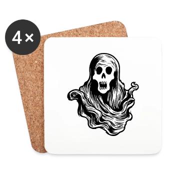 Ghost Ghosts Witching Hour Halloween - Coasters (set of 4) - white - Front