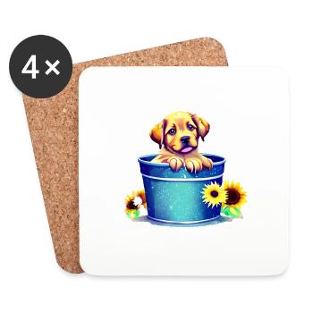 Dog Owners Dogs Golden Retriever Puppy - Coasters (set of 4) - white - Front