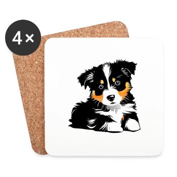 Propriétaire de chien chiot berger australien - Dessous de verre (lot de 4) - blanc - Devant