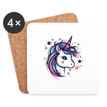 Licorne - Dessous de verre (lot de 4) - blanc - Devant