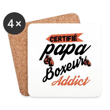 Certifié Papa Boxeur Addict - Dessous de verre (lot de 4) - blanc - Devant