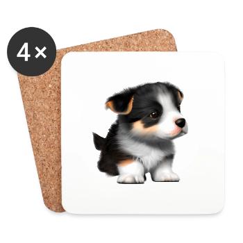 Chien de berger australien Propriétaire Chiot - Dessous de verre (lot de 4) - blanc - Devant